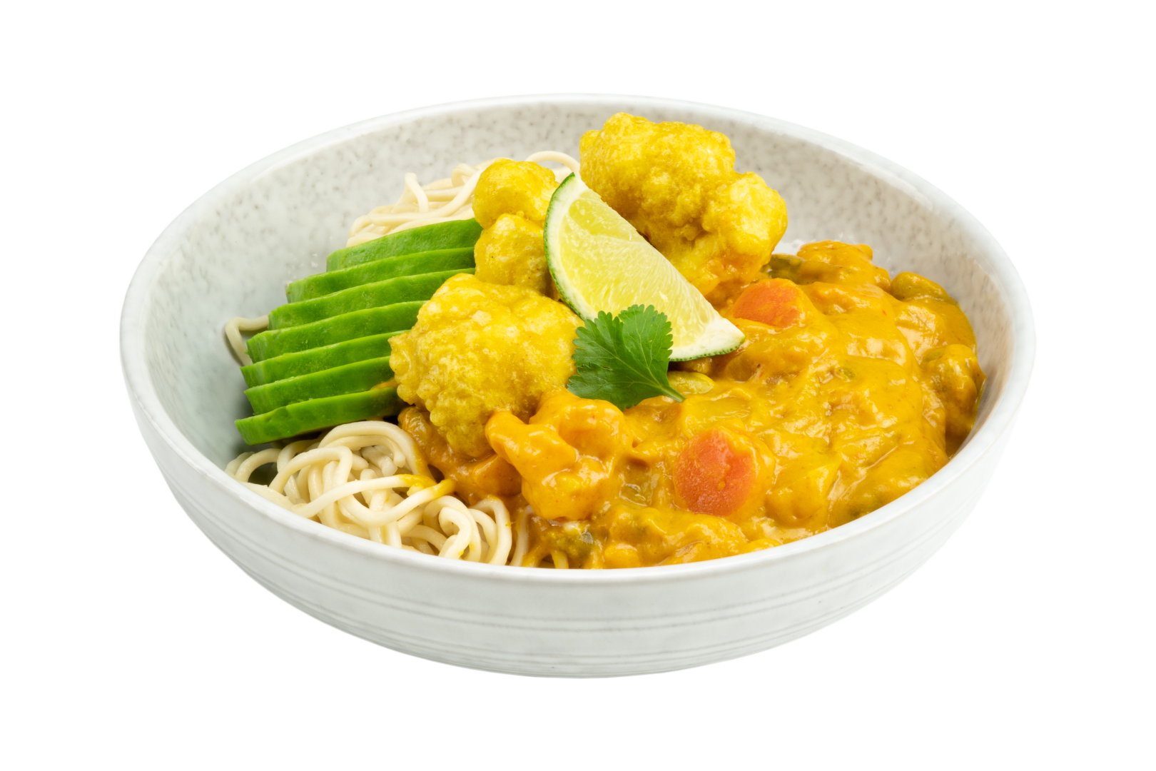 Gele Curry Groenten met gefrituurde bloemkool